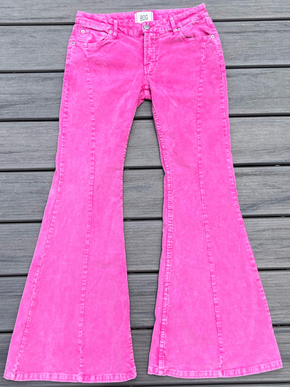 BDG; Hot 'Barbie' Pink; Low Rise; Extreme Flare Jeans; Classic Five-Pocket; US31 - Picture 1 of 12